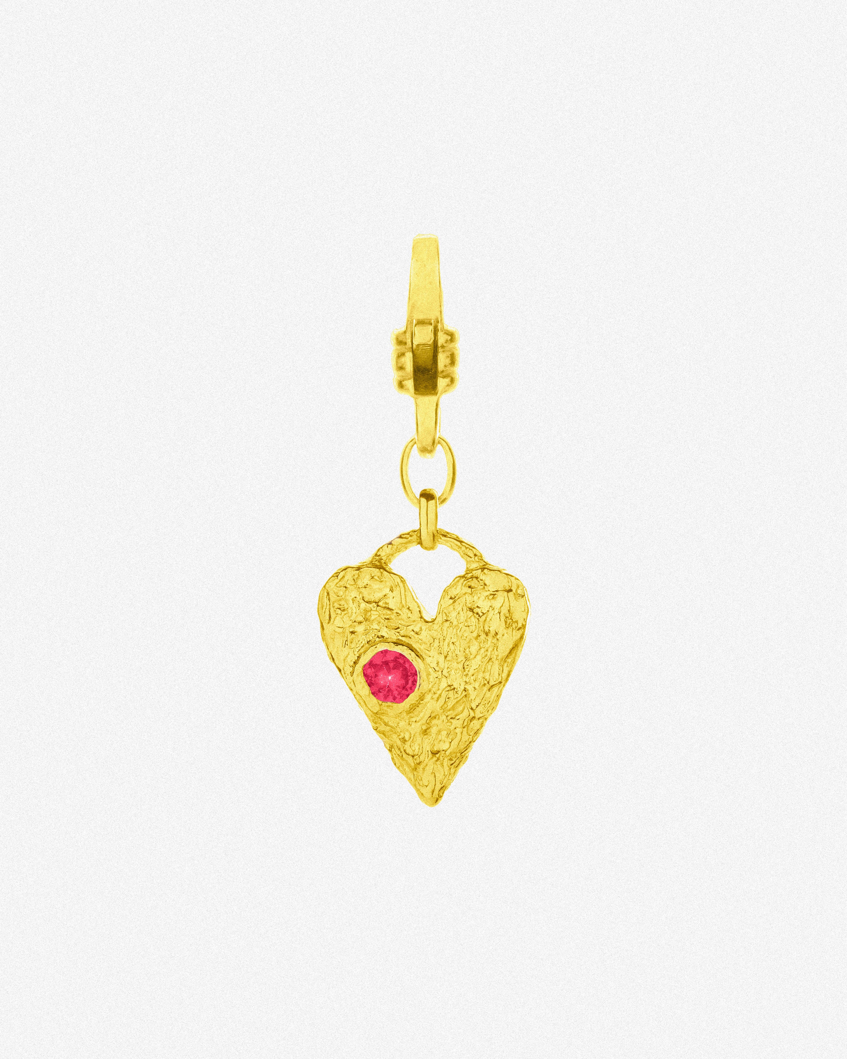 Gold Heart Charm / Fuchsia