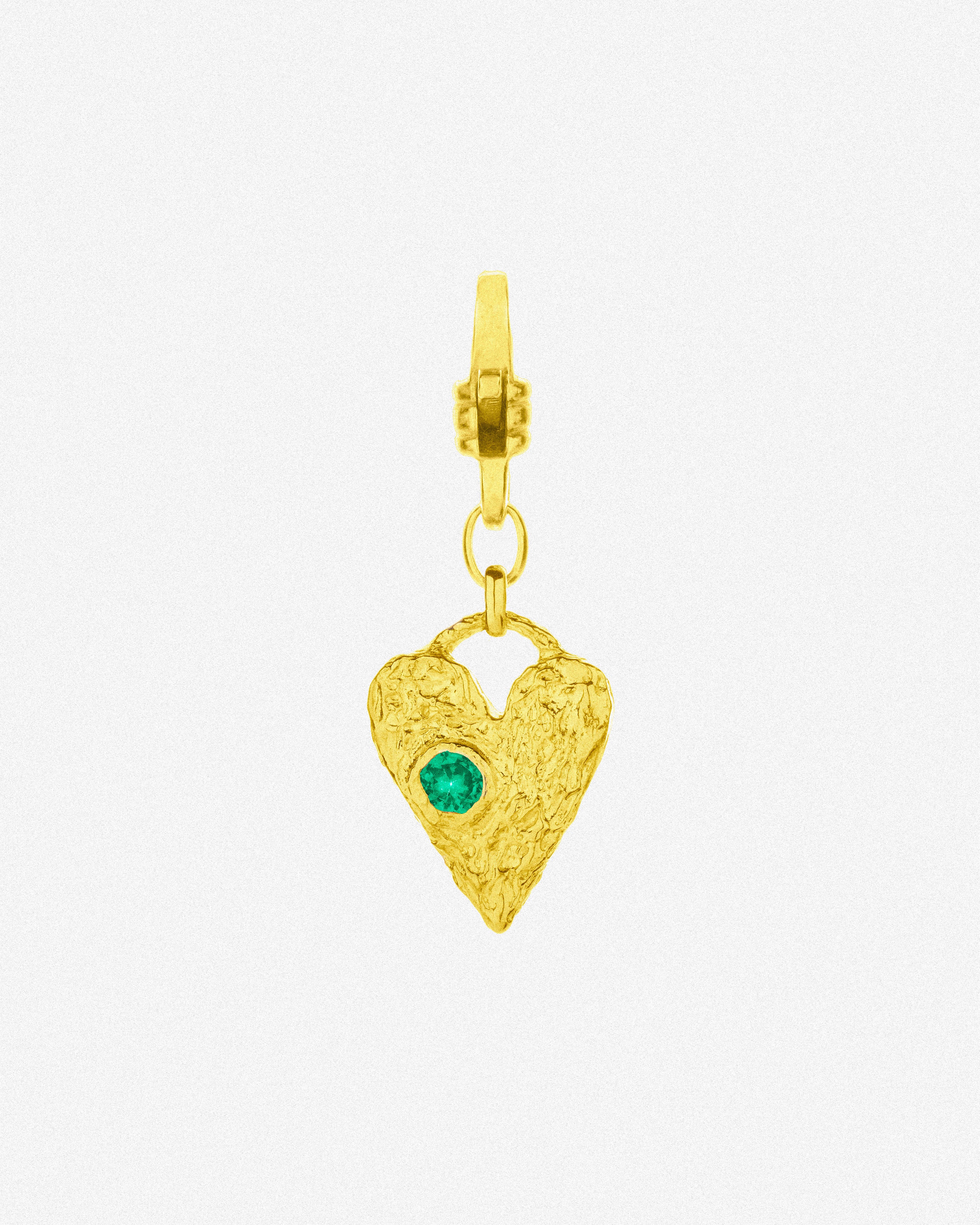 Gold Heart Charm / Green
