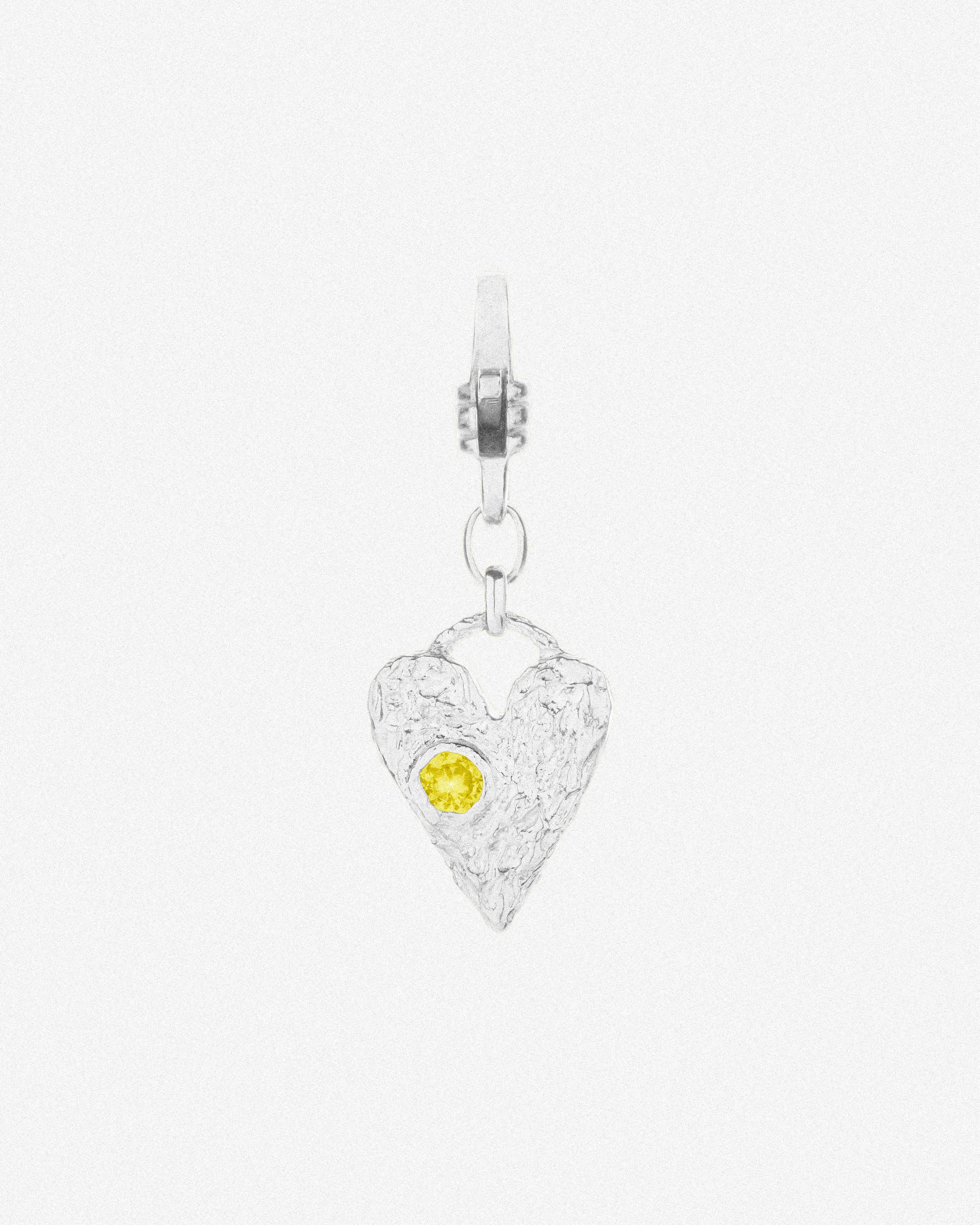 Silver Heart Charm / Yellow