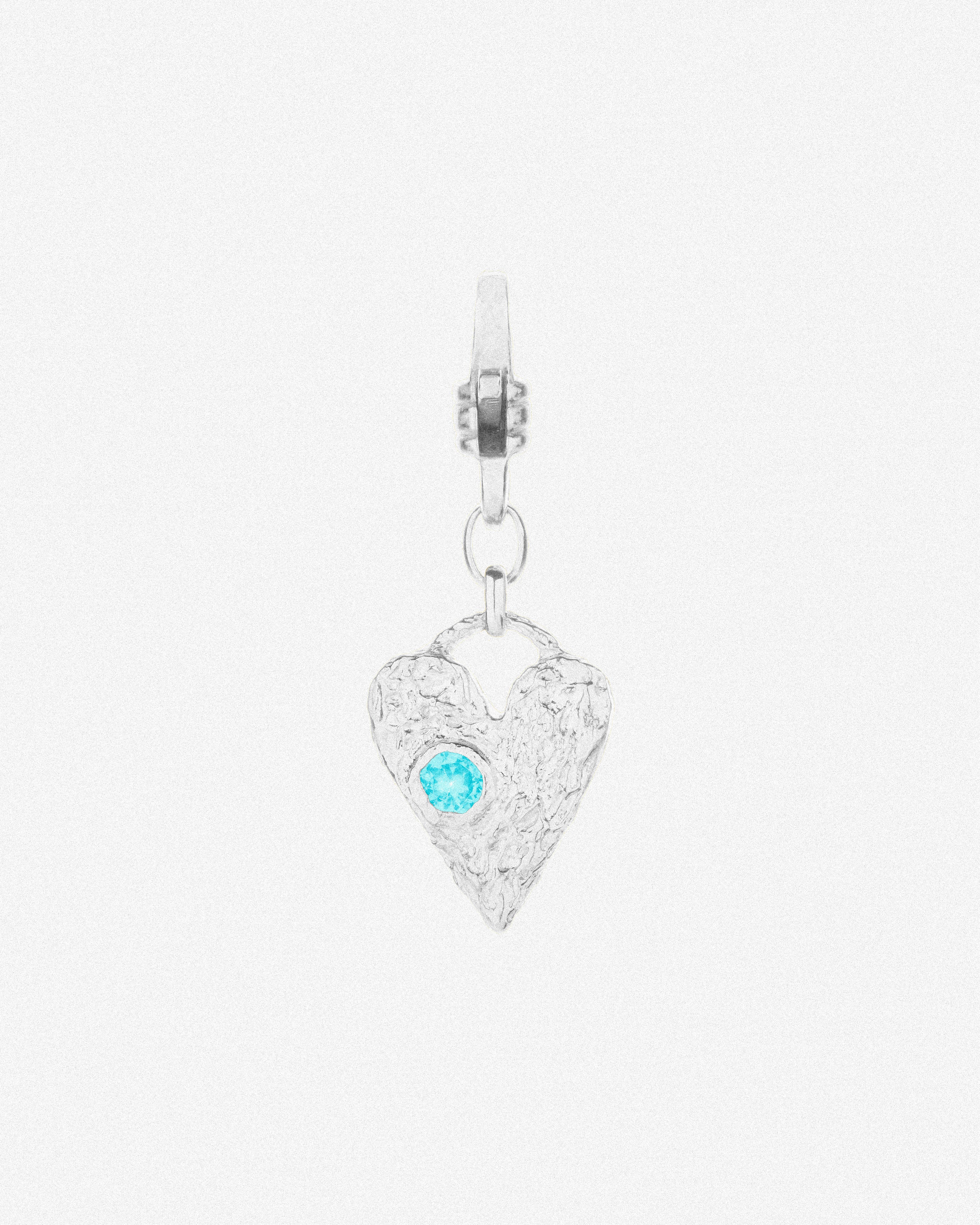 Silver Heart Charm / Blue