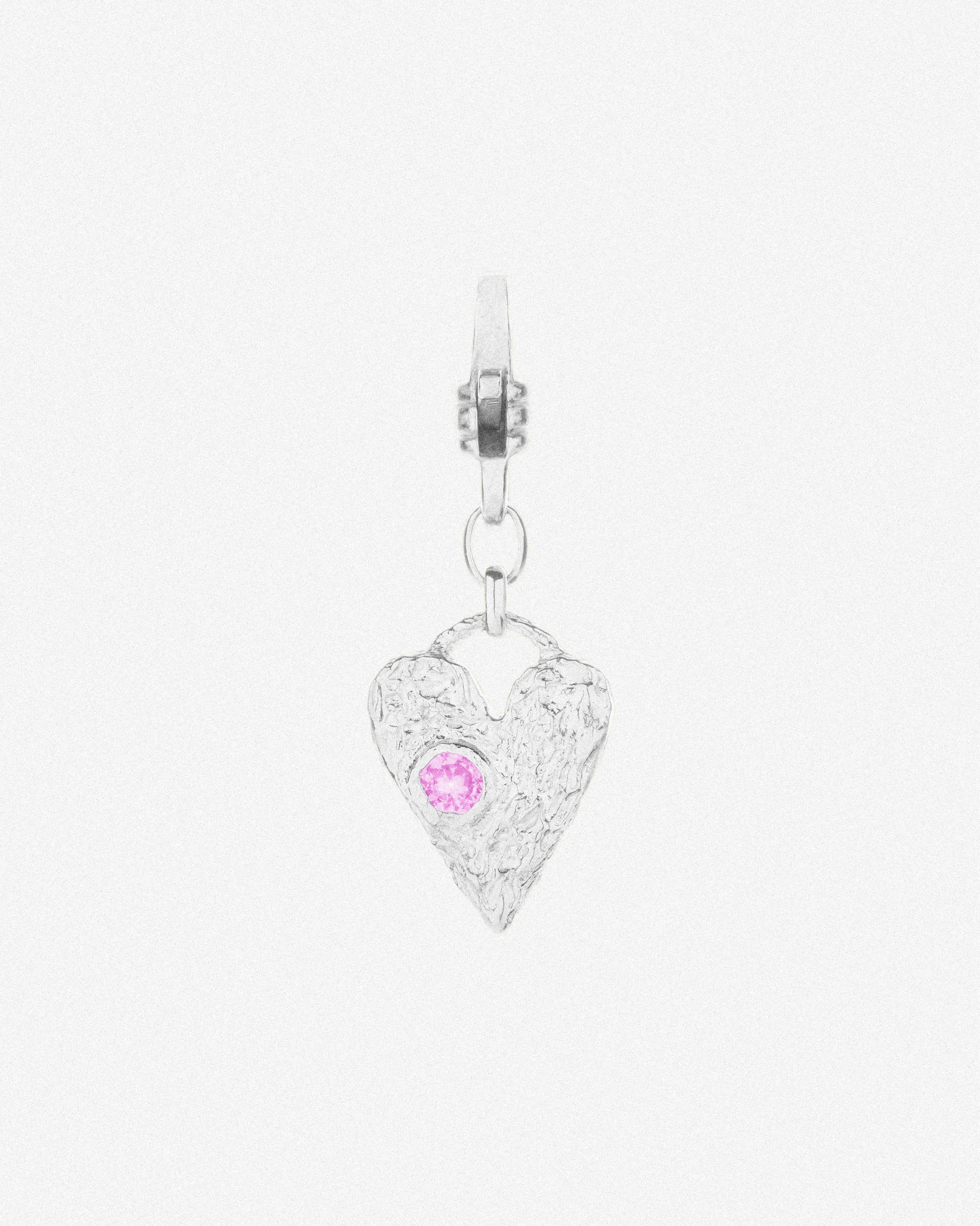Silver Heart Charm / Pink