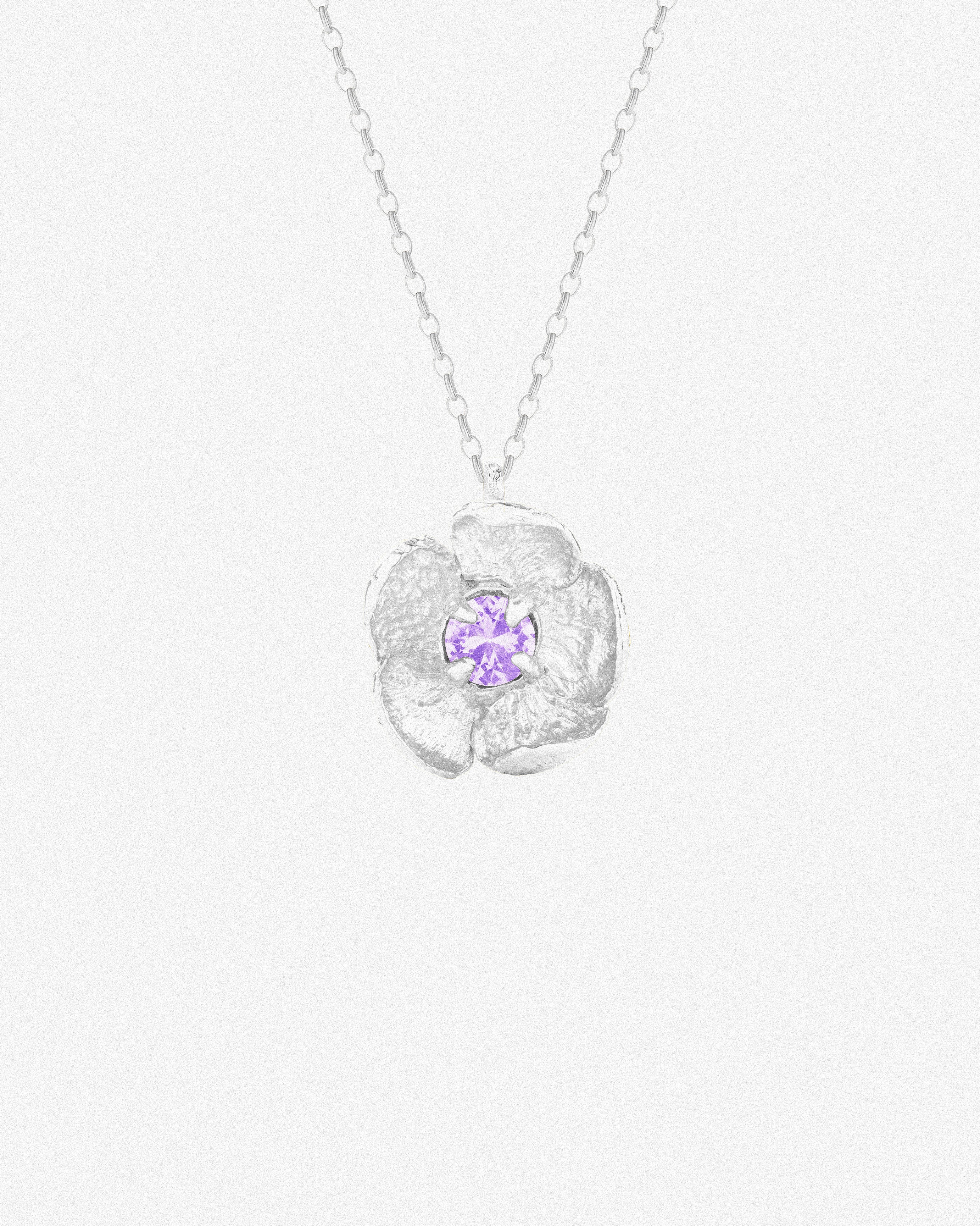 Silver Bloom Necklace / Lilac