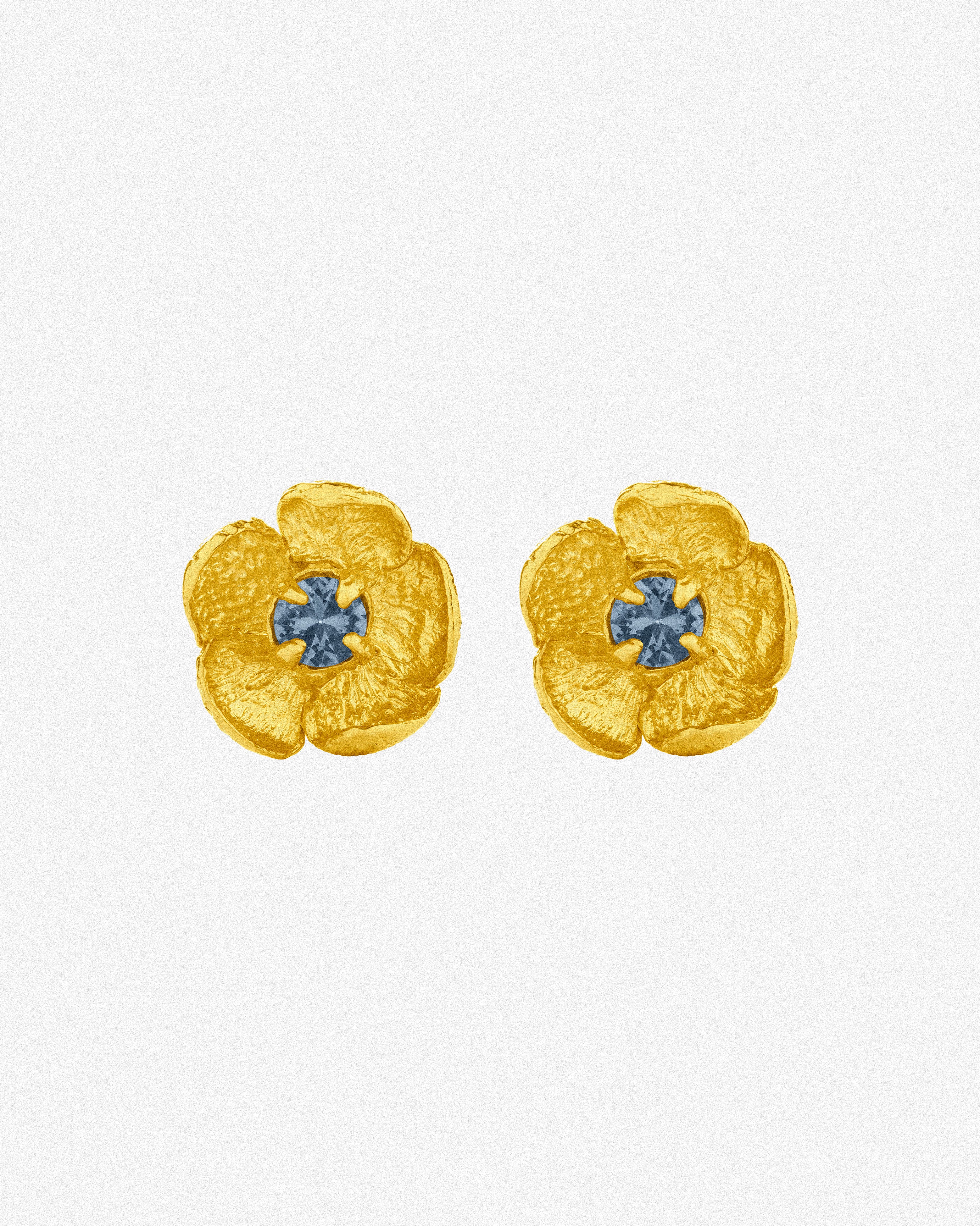 Gold Bloom Earrings / Blue