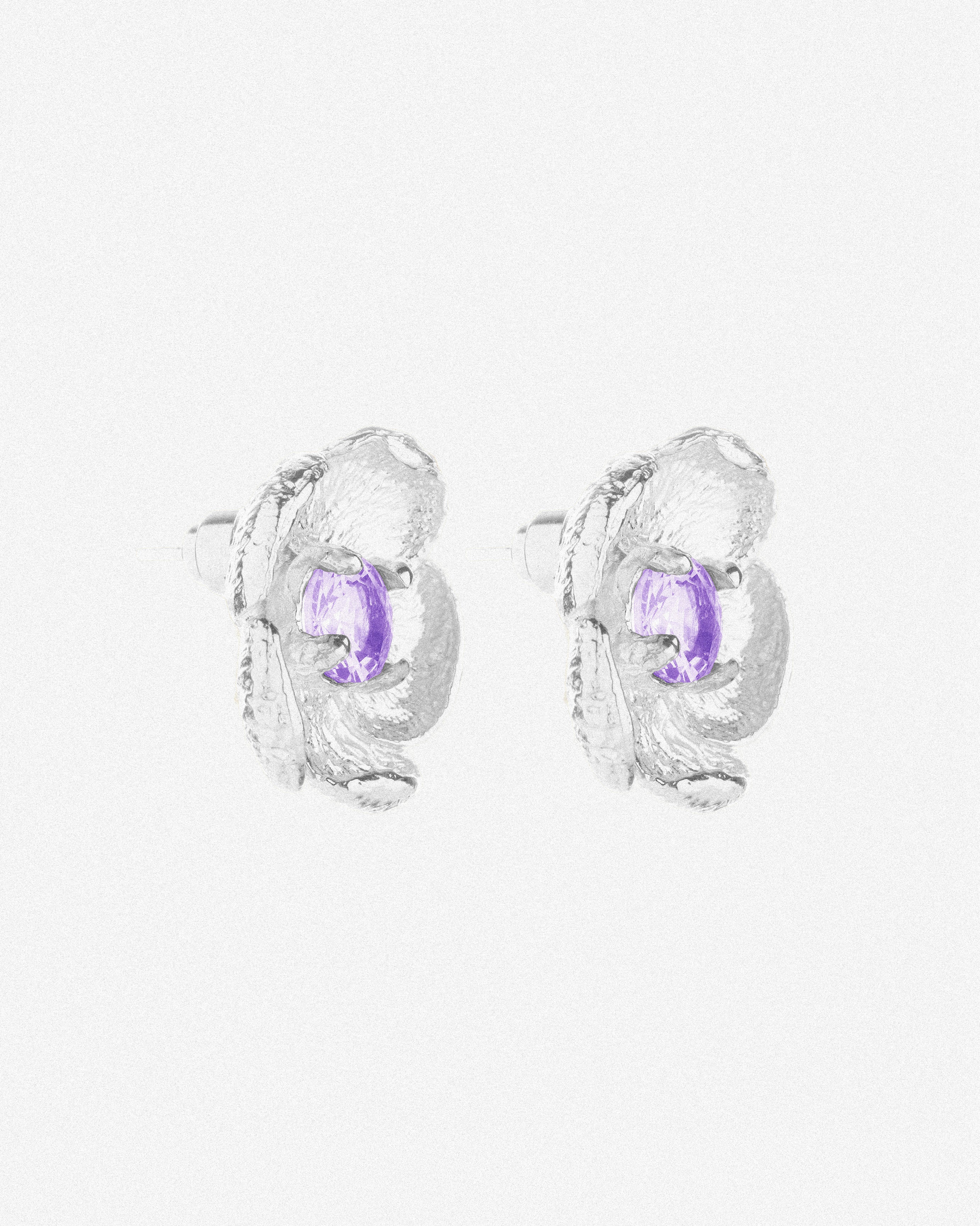 Silver Bloom Earrings / Lilac