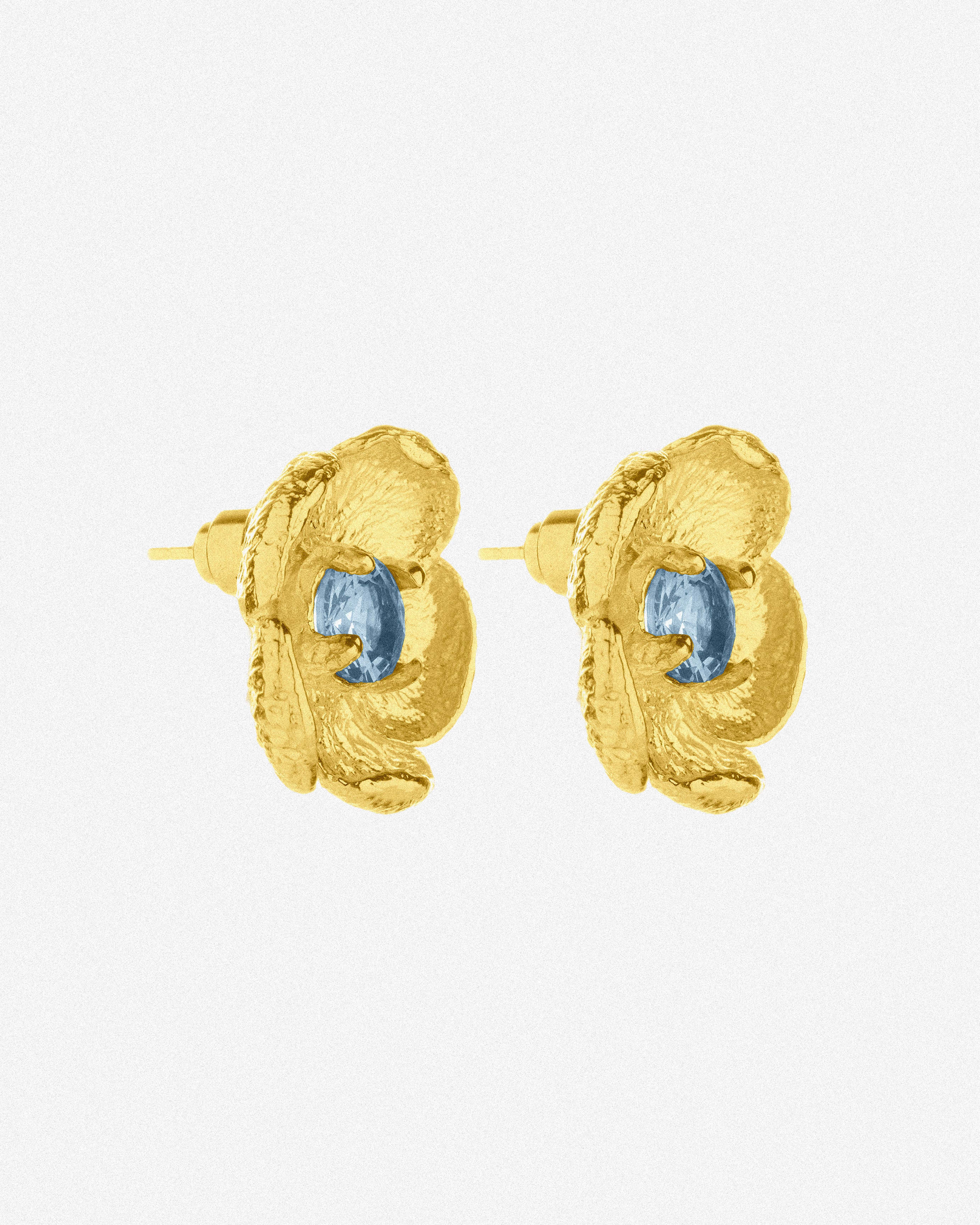 Gold Bloom Earrings / Blue