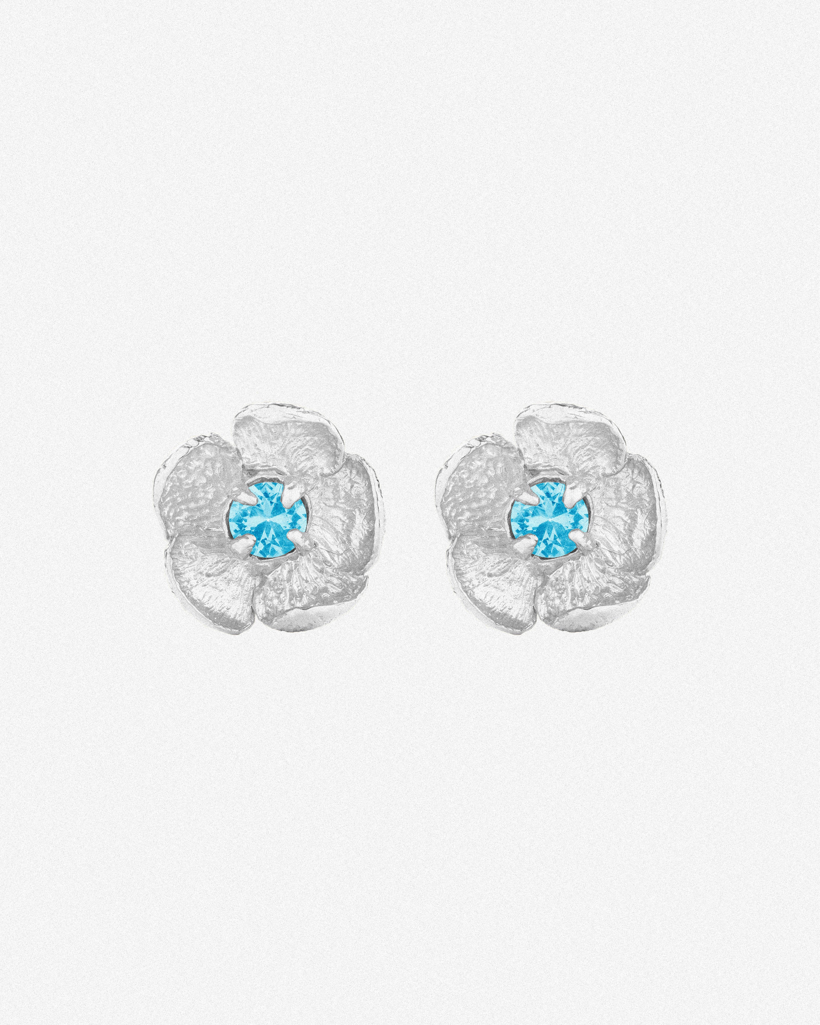 Silver Bloom Earrings / Blue