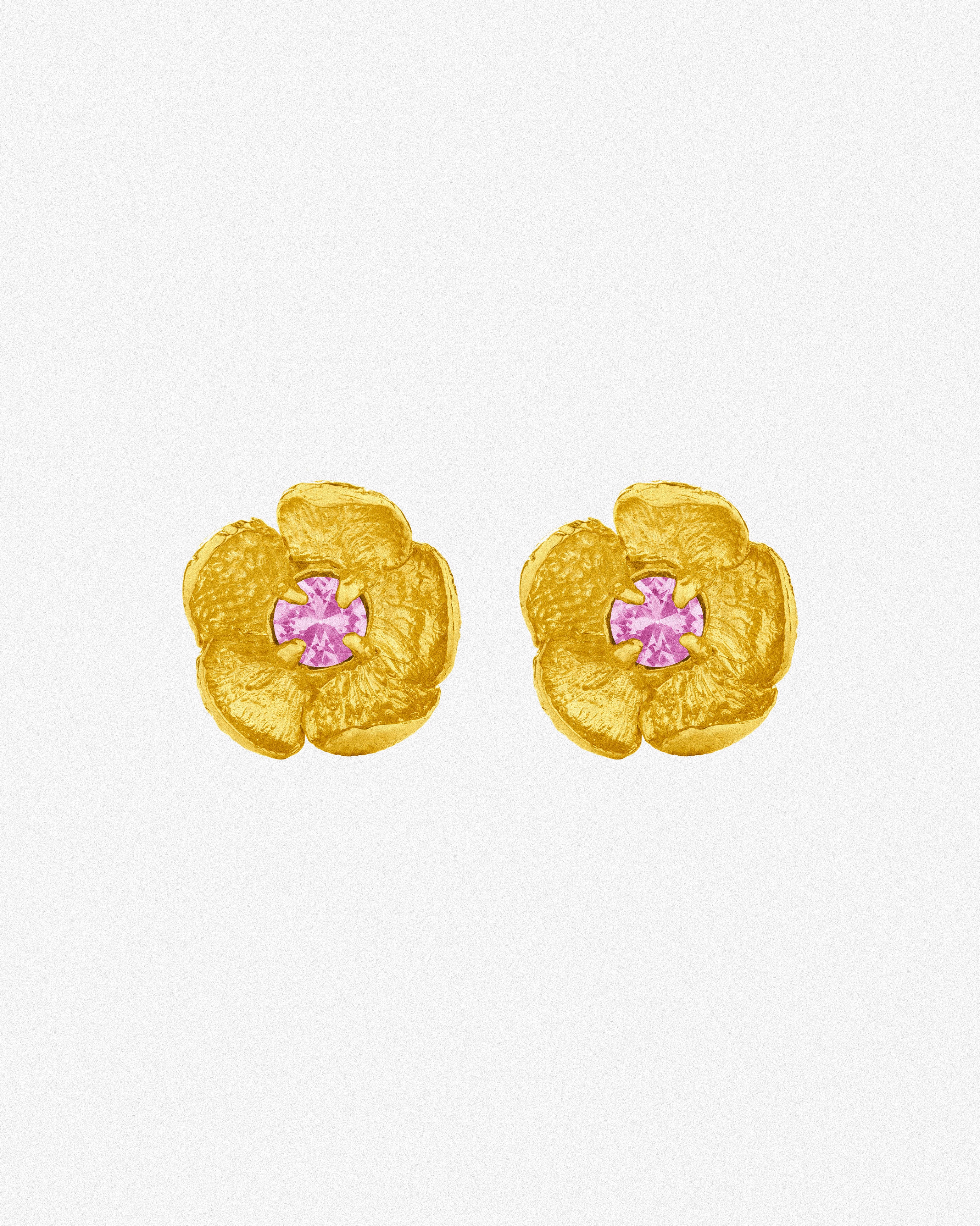 Gold Bloom Earrings / Pink