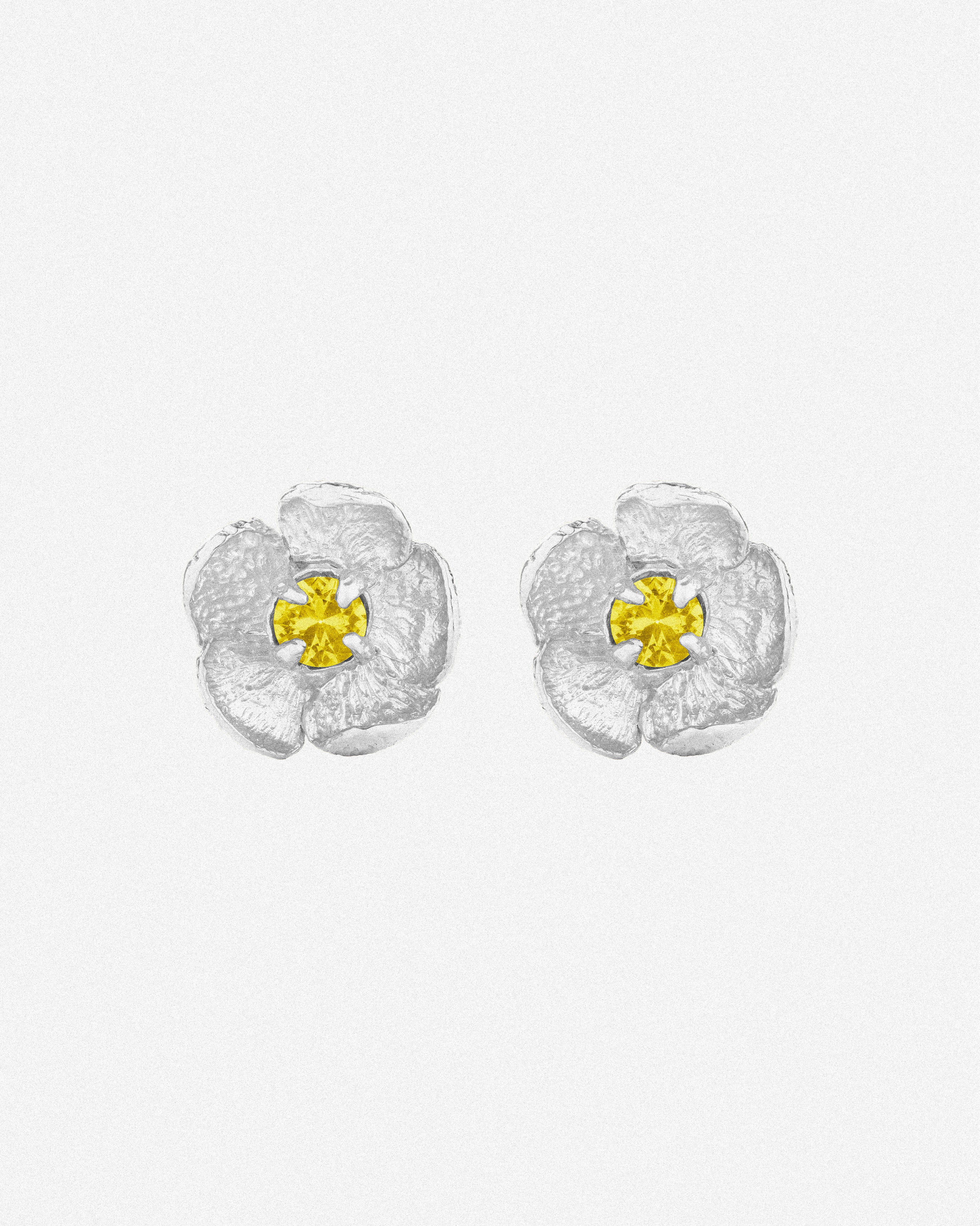 Silver Bloom Earrings / Yellow