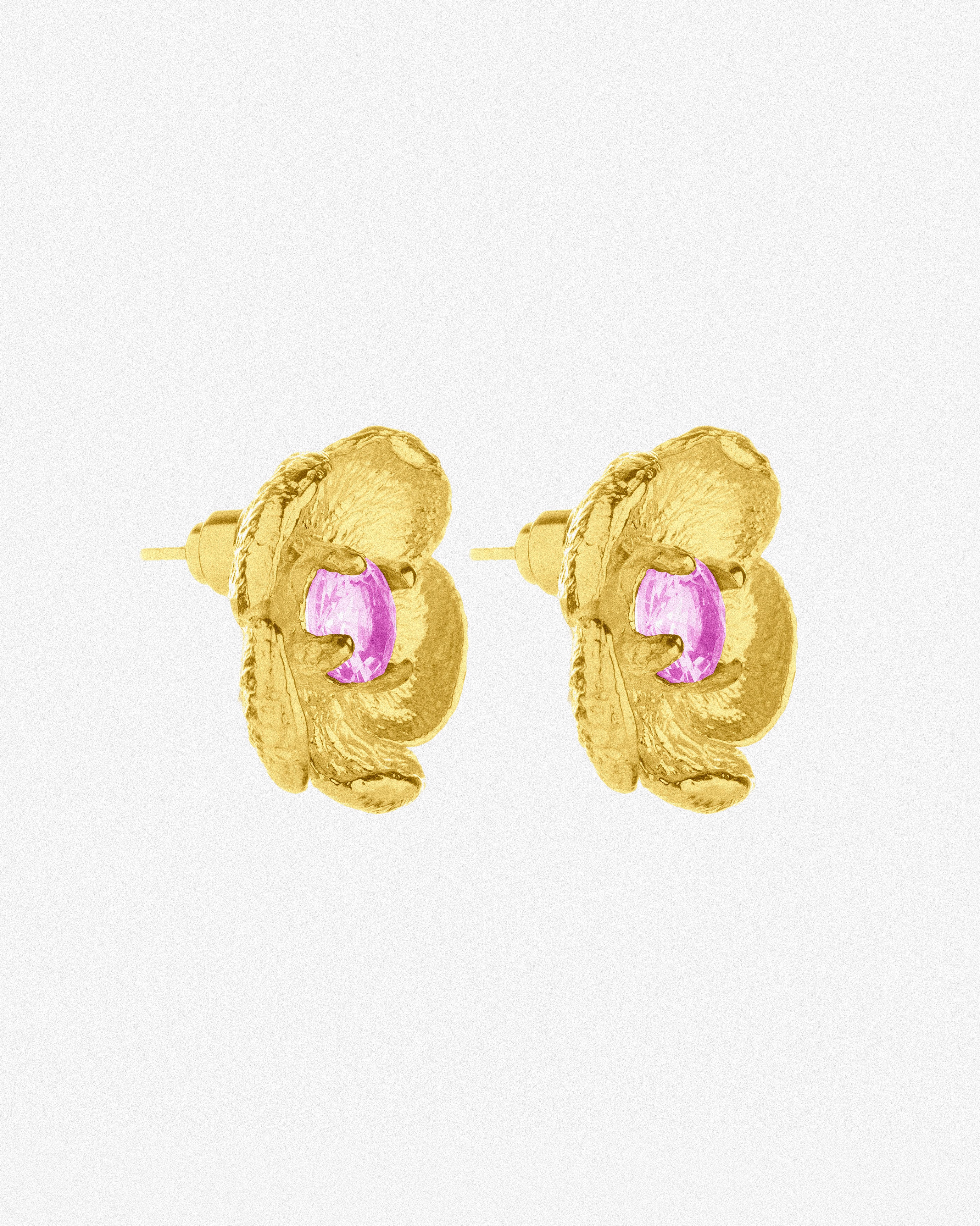 Gold Bloom Earrings / Pink